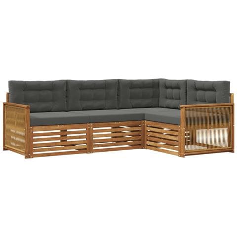 Set di divani da esterno con cuscino 4 pcs Naturale e Antracite - Foto 1