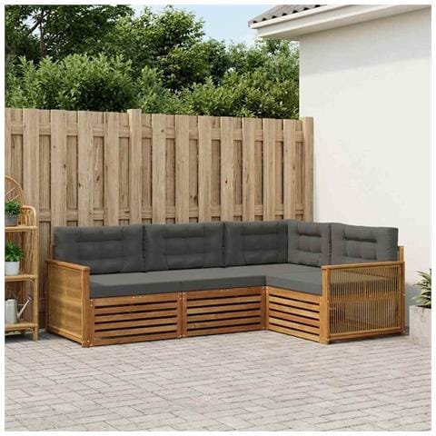Set di divani da esterno con cuscino 4 pcs Naturale e Antracite - Foto 2