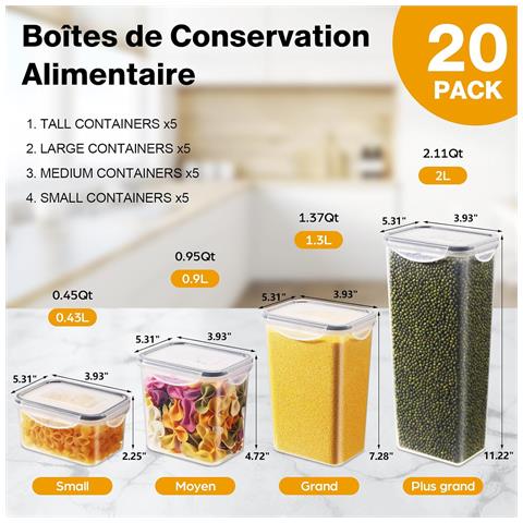 Contenitori dispensa YH1310-20PCS. 20 contenitori. 23.15 L - Foto 2