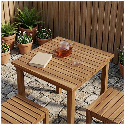 Piano del tavolo 50 x 50 x 3,5 cm Quadrato Legno di teak solido - Foto 2