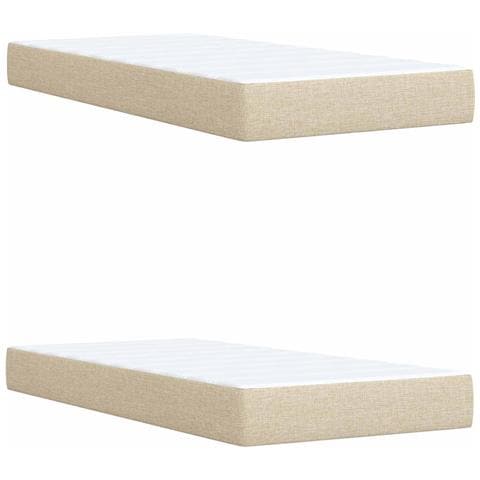 Letto box spring con materasso Crema 200 x 200 cm Tessuto - Foto 2
