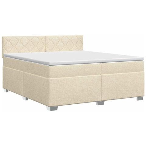 Letto box spring con materasso Crema 200 x 200 cm Tessuto - Foto 1