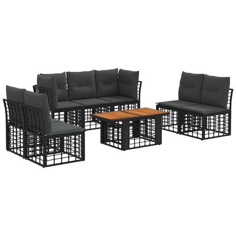 Set Divano da Giardino 8 pz Nero e Grigio scuro polyrattan - Foto 1