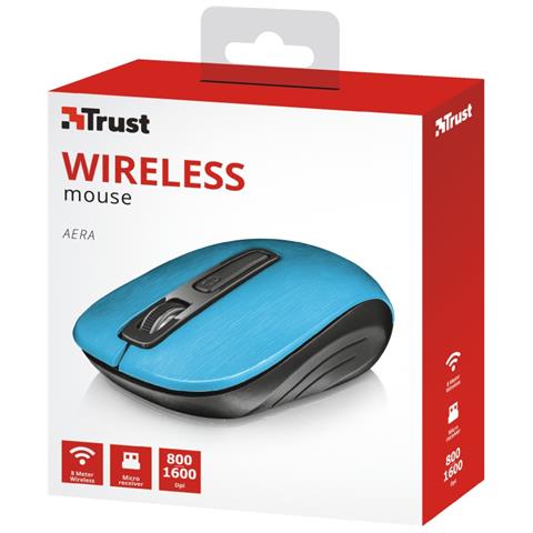 Aera RF Wireless 1600DPI Ambidestro Nero, Blu mouse - Foto 3