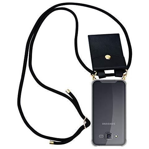 Catena Di Telefoni Cellulari Compatibile Con Samsung Galaxy J5 2015 In Nero - Coperchio Protettivo In Silicone Con Anelli D'oro, Cinturino In Corda E Custodia Staccabile - Foto 1
