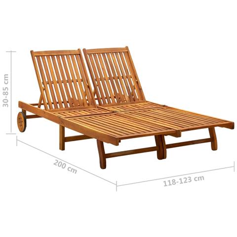 Sdraio da Giardino a 2 Posti con Cuscini in Massello di Acacia - Foto 7