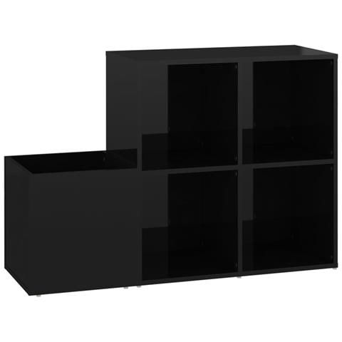 Scarpiera Ingresso Nero Lucido 105x35,5x70cm Legno Multistrato - Foto 1