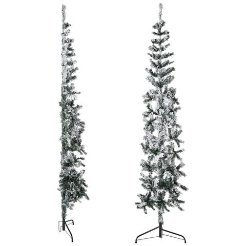 Albero Natale Artificiale Sottile a Metà Neve Fioccata 180 cm - Foto 9