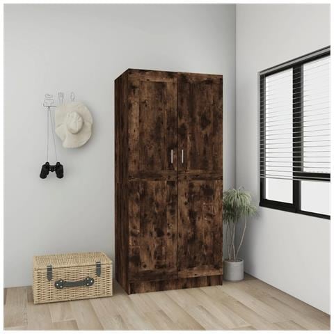 Armadio Rovere Fumo 82,5x51,5x180 Cm In Legno Multistrato - Foto 9