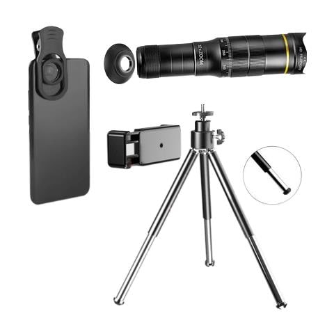 Obiettivo Telescopico Per Cellulare - Zoom Regolabile 32x Con Treppiede Black - Foto 1