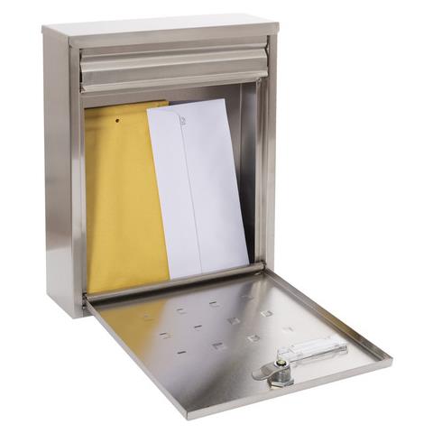 Dime V1327 Cassetta Postale Individuale In Acciaio Inossidabile, Cassetta Della Posta Da Esterno, Dimensione M (din A4 E Riviste), Inox - Foto 2