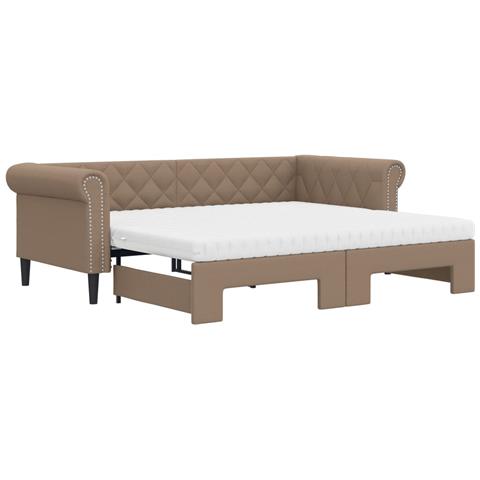 Divano Letto Estraibile Materassi Cappuccino 90x200 Similpelle - Foto 1