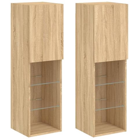 Mobili Tv Con Luci Led 2pz Rovere Sonoma 30,5x30x102 Cm - Foto 2