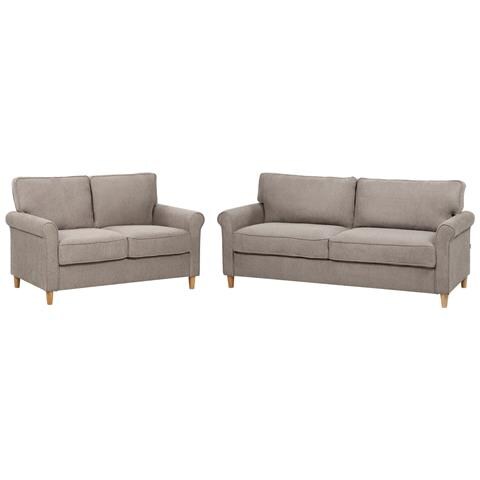 Set Da Salotto 5 Posti Ronneby Tessuto Marrone Chiaro - Foto 8