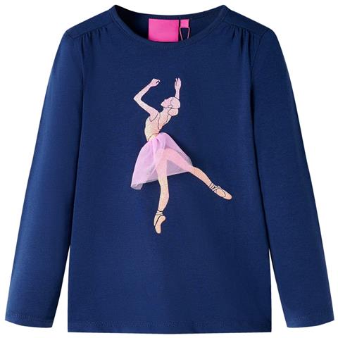 Maglietta Da Bambina Maniche Lunghe Blu Marino 116 - Foto 1