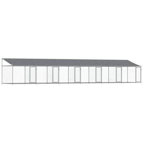Gabbia Cani con Tetto e Porte Grigia 12x2x2 m Acciaio Zincato - Foto 1