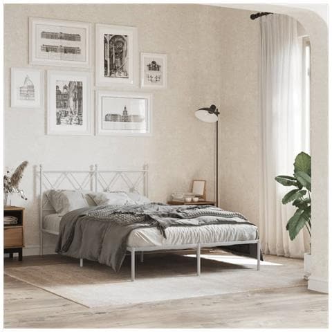Giroletto Con Testiera Metallo Bianco 120x190 Cm - Foto 3