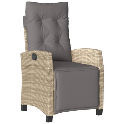 Sedia Reclinabile Giardino E Poggiapiedi Beige Misto Polyrattan - Foto 1