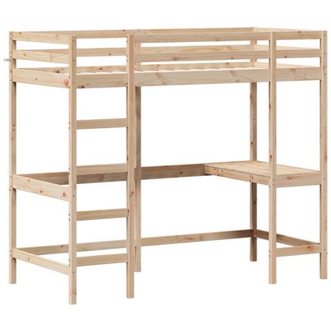 Letto Soppalco Con Scrivania 90x200 Cm Legno Massello Pino - Foto 1