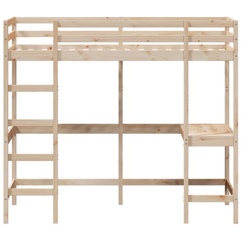 Letto Soppalco Con Scrivania 90x200 Cm Legno Massello Pino - Foto 2