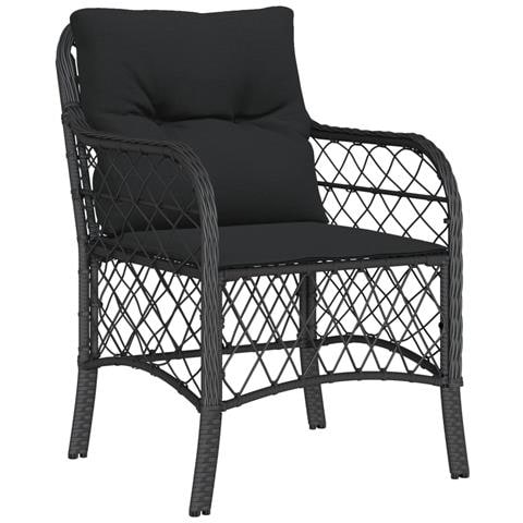 Set da Bistrò 3 pz con Cuscini Nero in Polyrattan - Foto 2