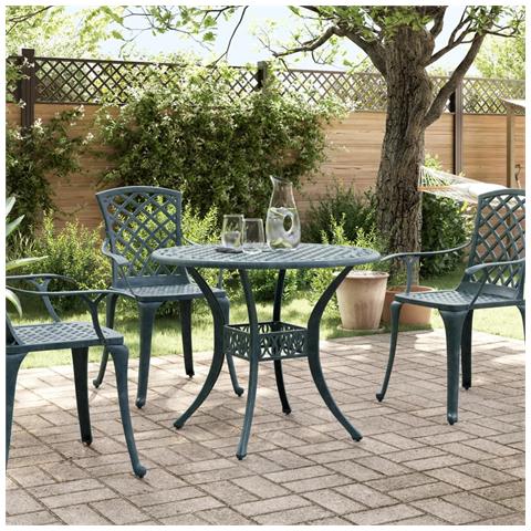 Tavolo Da Giardino Verde 90x75 Cm In Alluminio Pressofuso - Foto 3