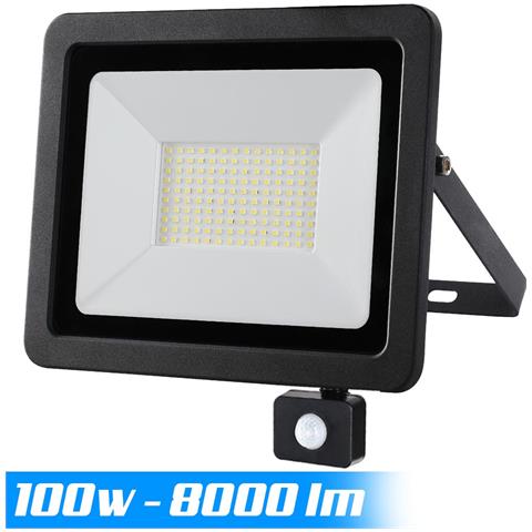 Faro LED 100W Luce Alta Luminosita 8000lm Faretto esterno con Sensore Movimento - Foto 1