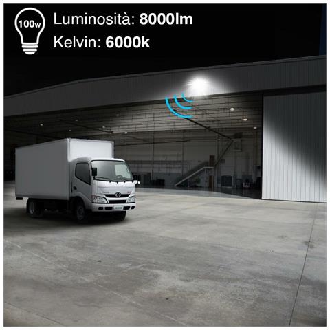 Faro LED 100W Luce Alta Luminosita 8000lm Faretto esterno con Sensore Movimento - Foto 2
