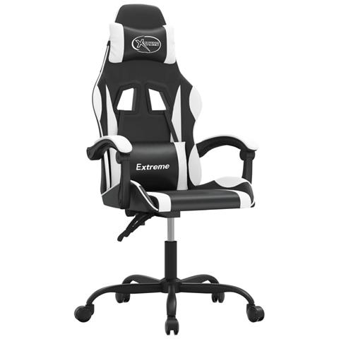 Sedia da Gaming Girevole Nero e Bianco in Similpelle - Foto 1