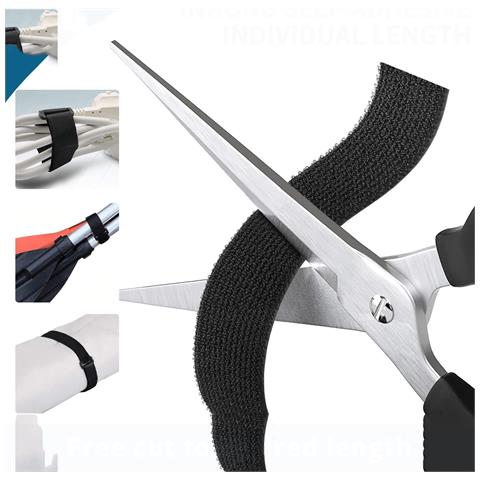 Nastro Con Chiusura A Strappo Da 2,5 Cm X 10 M Con 50 Fibbie In Plastica - Foto 2