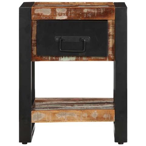 Comodino Multicolore 35x34x45 Cm In Legno Massello Recupero - Foto 2
