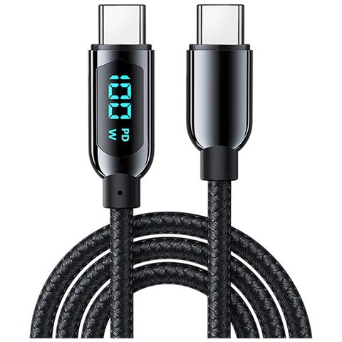 Cavo Da Usb-c A Usb-c Pd Da 100 W, Ricarica Rapida, Display Digitale, 1,2 Metri. Lega Di Zinco. 120x0,5x0,5 Centimetri. Colore Nero - Foto 1