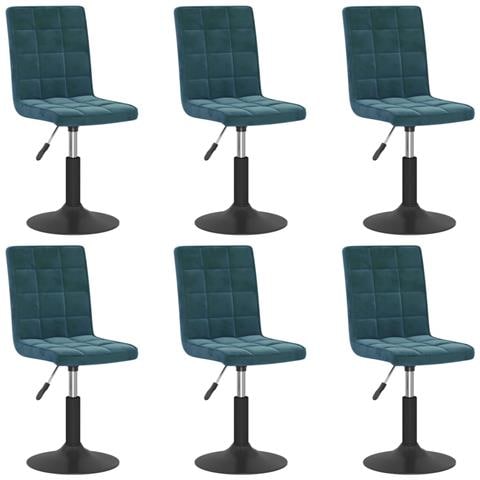 Sedie Da Pranzo Girevoli 6 Pz Blu In Velluto - Foto 2