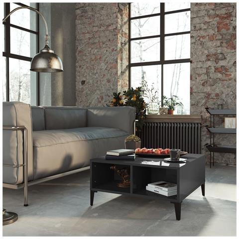 Lusso Casadino - Tavolino Da Salotto Grigio Lucido 60x60x30 Cm Legno Multistrato - Foto 6