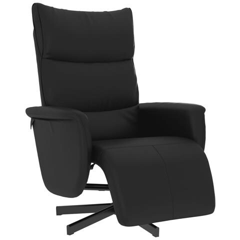 Poltrona Reclinabile con Poggiapiedi Nera in Similpelle - Foto 1