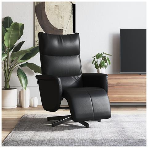 Poltrona Reclinabile con Poggiapiedi Nera in Similpelle - Foto 2