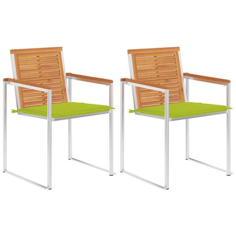 Sedie da Giardino 2 pz con Cuscini in Legno Acacia e Acciaio - Foto 1