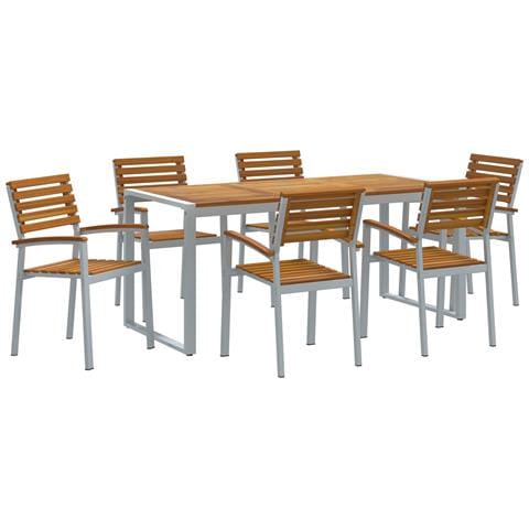 Set da Pranzo da Giardino in legno solido di acacia e metallo - Foto 1