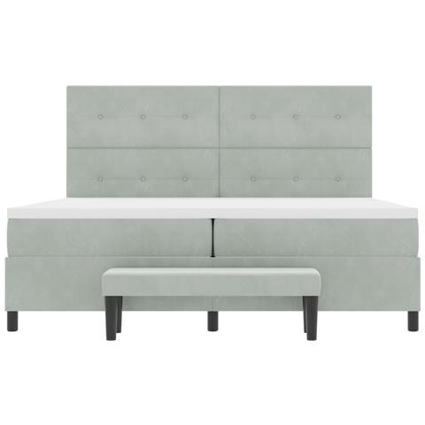 Letto con Rete a Molla e Materasso & Panca Grigio Chiaro 200x200 cm Velluto - Foto 9