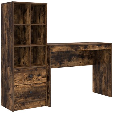 Scrivania con spazio di archiviazione Rovere fumé Legno ingegnerizzato - Foto 1