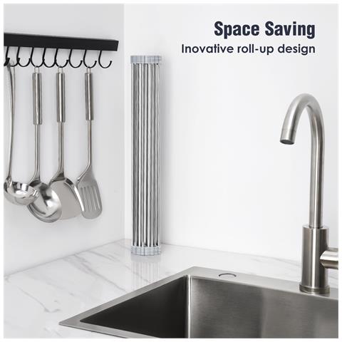 Scolapiatti Pieghevole Resistente Al Calore 32x45 Cm Fino A 32 Kg Argento - Foto 2