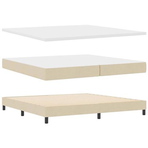Letto box spring con materasso Crema 200 x 200 cm Tessuto - Foto 1