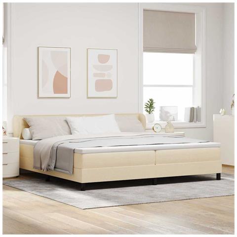 Letto box spring con materasso Crema 200 x 200 cm Tessuto - Foto 2