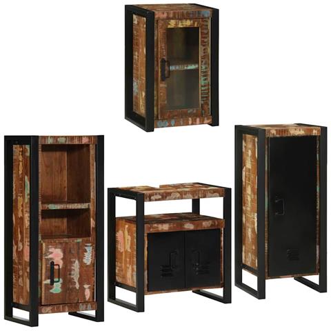 Set di mobili per il bagno 4 pcs Legno massello riciclato - Foto 1