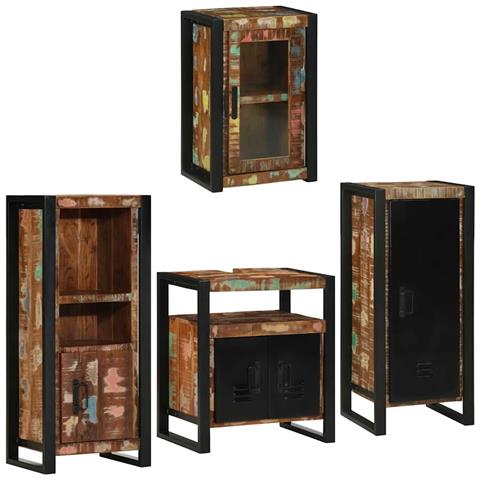 Set di mobili per il bagno 4 pcs Legno massello riciclato - Foto 2