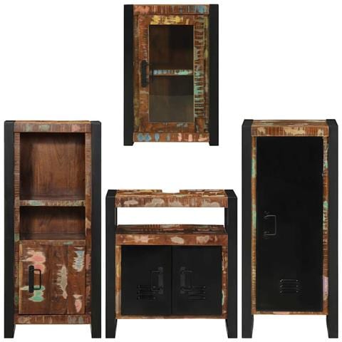 Set di mobili per il bagno 4 pcs Legno massello riciclato - Foto 9