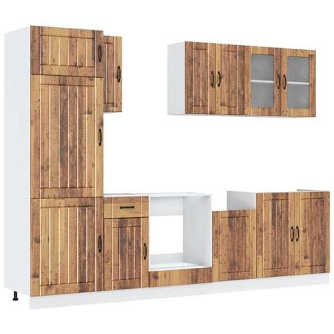 Set Mobili da Cucina 8 pz Kalmar Legno Vecchio in Truciolato - Foto 1
