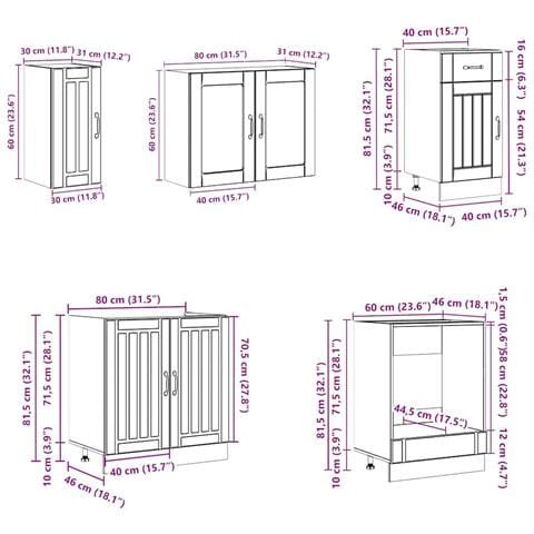 Set Mobili da Cucina 8 pz Kalmar Legno Vecchio in Truciolato - Foto 9