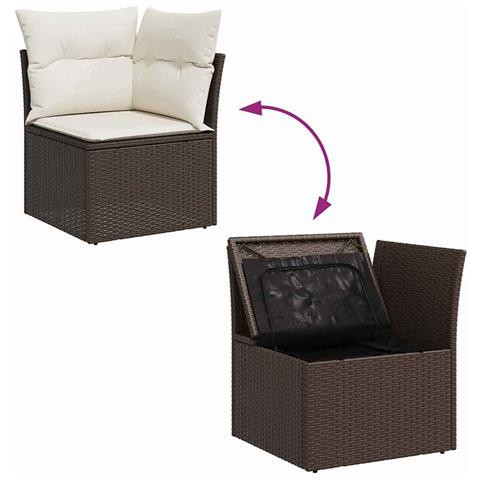 Set Divano da Giardino 10 pcs Marrone e bianco Poly Rattan - Foto 9