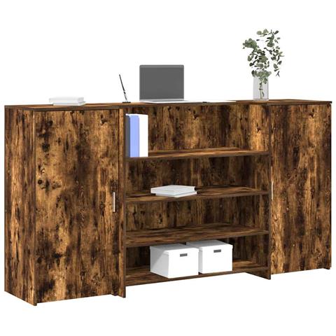 Banco Reception Rovere Fumo 200x50x103,5cm in Legno Multistrato - Foto 2